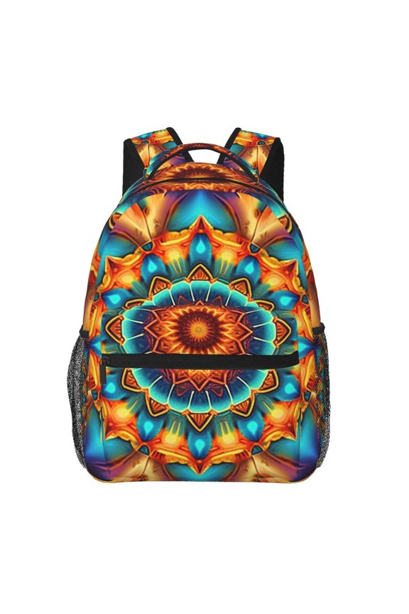 Kaleidoscope Psychedelic Trippy Vintage Backpack Casual College Bag Zipper Laptop Daypack Hiking Rucksack Travel