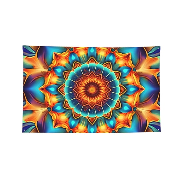 Kaleidoscope Psychedelic Trippy Vintage Four Hole Decorated Banner Flag for Garden Yard Home Decoration Indoor Outdoor 2x3 Ft