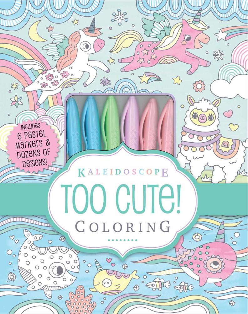 LIZZY DOYLE; EDITORS OF SILVER DOLPHIN BOOKS Kaleidoscope: Too Cute! Coloring: Includes 6 Pastel Markers and Dozens of Designs!, 64 pages (Hardcover)