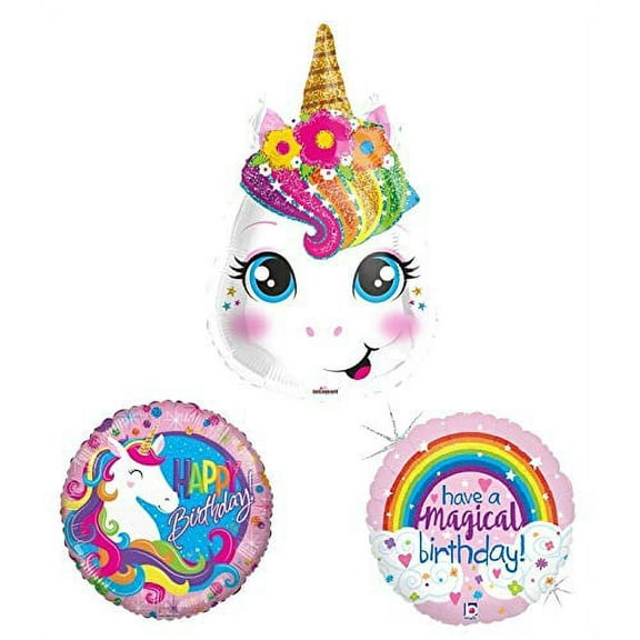 Kaleidoscope UNICORN Colorful Have a Magical Birthday Party Piece Decoration Balloons Set