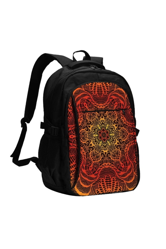Kaleidoscope Vintage Psychedelic Trippy Laptop Backpack with USB Charging Headphone Port Casual Daypack Bag College Business Travel