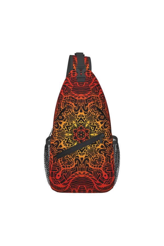 Kaleidoscope Vintage Psychedelic Trippy Sling Backpack Shoulder Chest Crossbody Bag Causal Travel Hiking Daypack