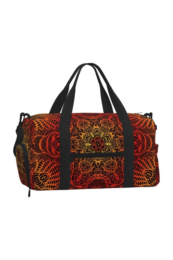 Kaleidoscope Vintage Psychedelic Trippy Sports Duffel Bag with Shoe Compartment Travel Crossbody Bag for Gym Yoga Dance