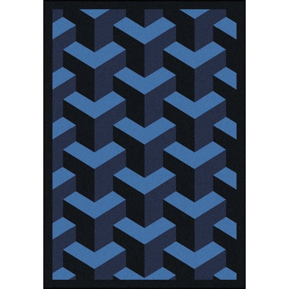 Joy Carpets Kaleidoscope Rooftop 10'9" x 13'2" Area Rug in Color Navy