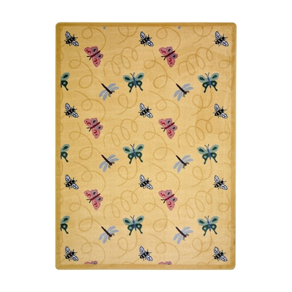 Joy Carpets Kaleidoscope Whimsical Wing Dings Rectangle Area Rug 7'8" x 10'9" Gold