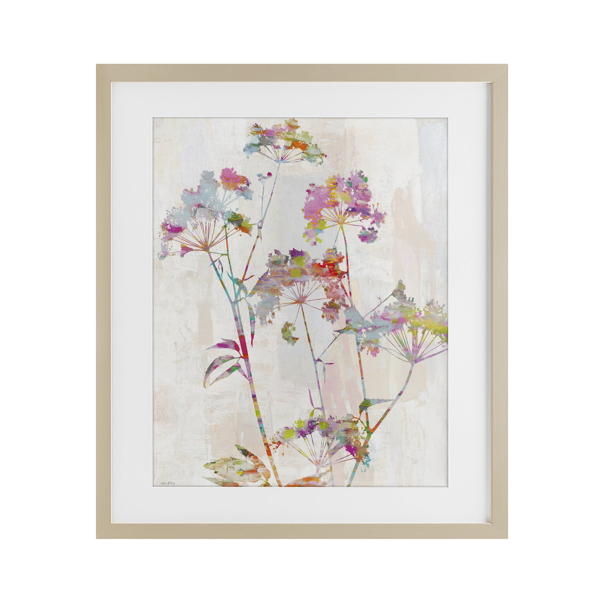 Kaleidoscopic Delicate Herbs Birch Framed Print Under Glass, design by Amber Sterling