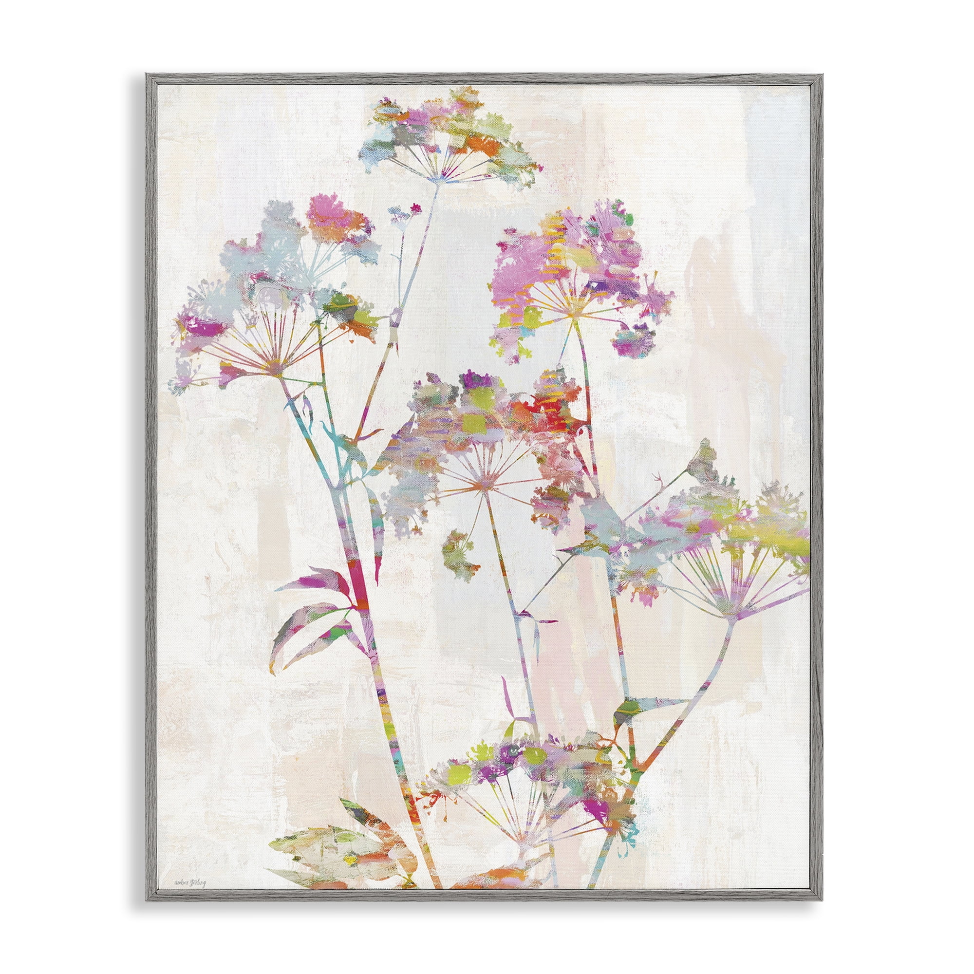 Kaleidoscopic Delicate Herbs Gray Framed Giclee Art, design by Amber Sterling