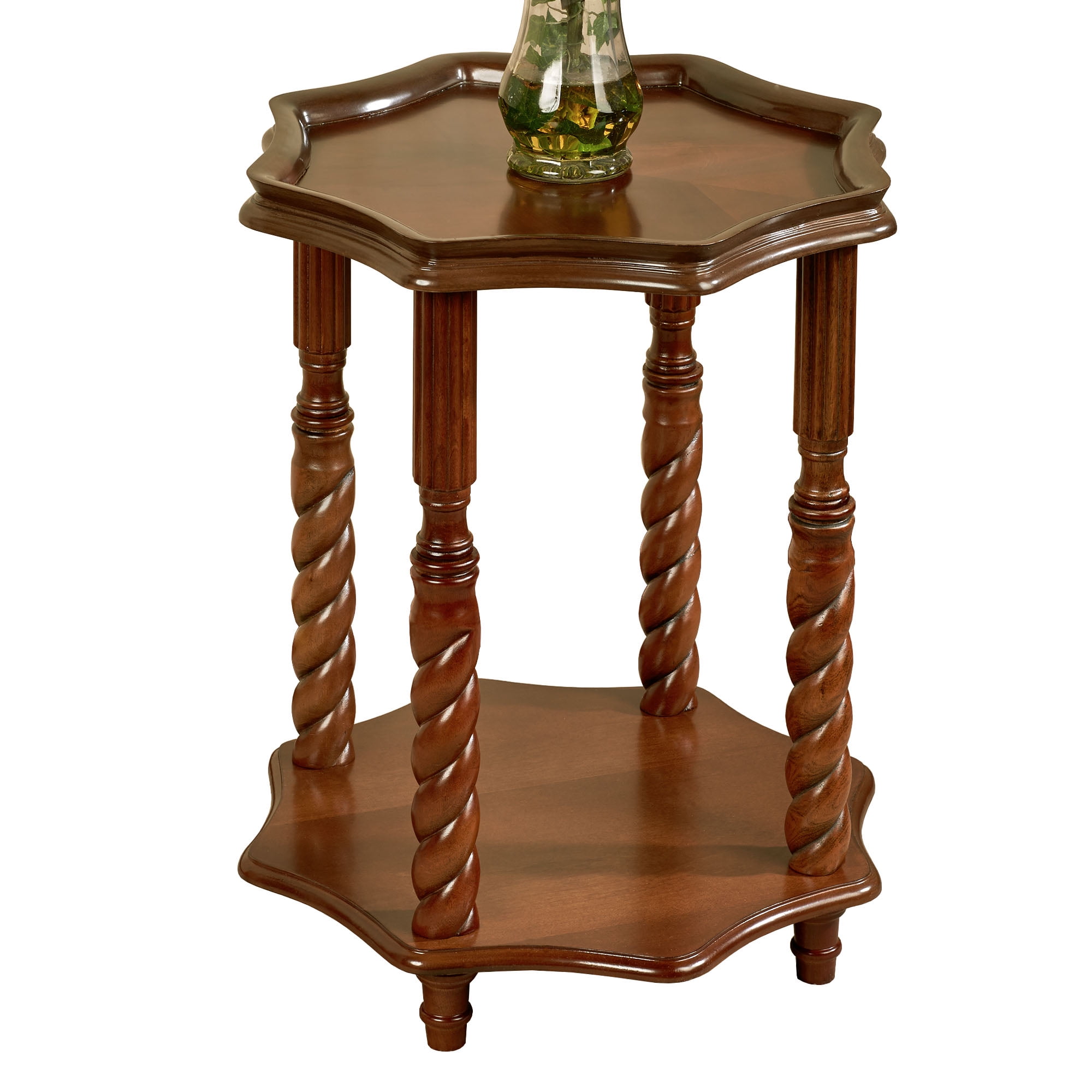 Kaleigh Regal Walnut Octagonal Wooden Accent Table