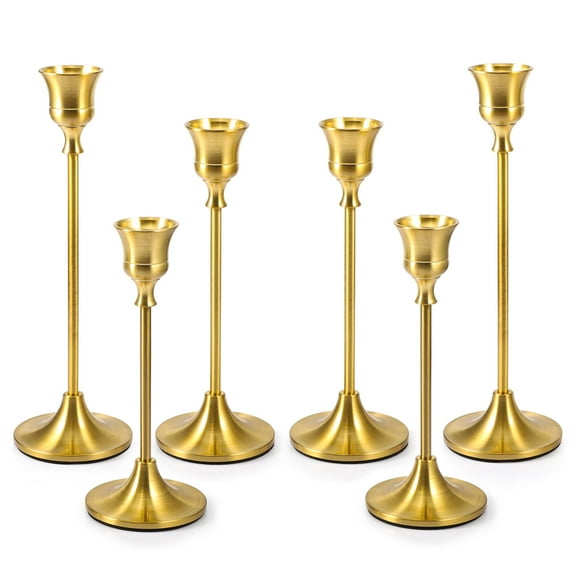 Kalekey Candlestick Holders, Taper Candle Holders Gold Candlestick Holder Classic Candle Stick Holders kit for Christmas, Fireplace Wedding Party Dinner Tables Décor