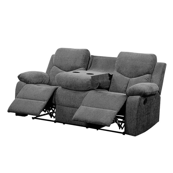 Kalen Gray Chenille Sofa w/ Drop Down Table