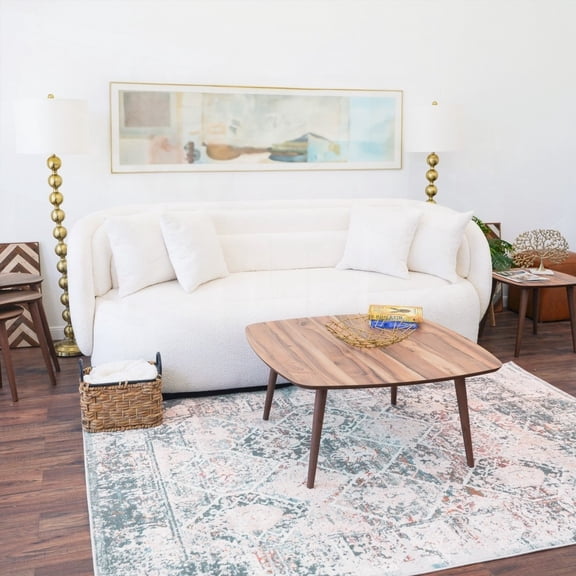 Kalen Walnut Center Table with Contemporary Square Symmetry