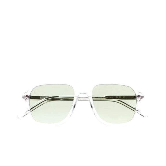 Kaleos Men's Zerbino Geometric Transparent Plastic Sunglasses With Subtle Green Lenses Transparent