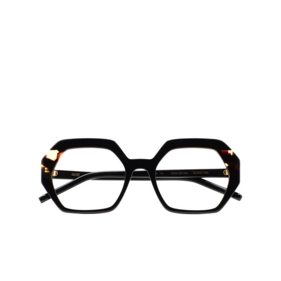 Kaleos Women's Gladstone Hexagonal Geometric Eyeglasses With Tortoiseshell Accents Black