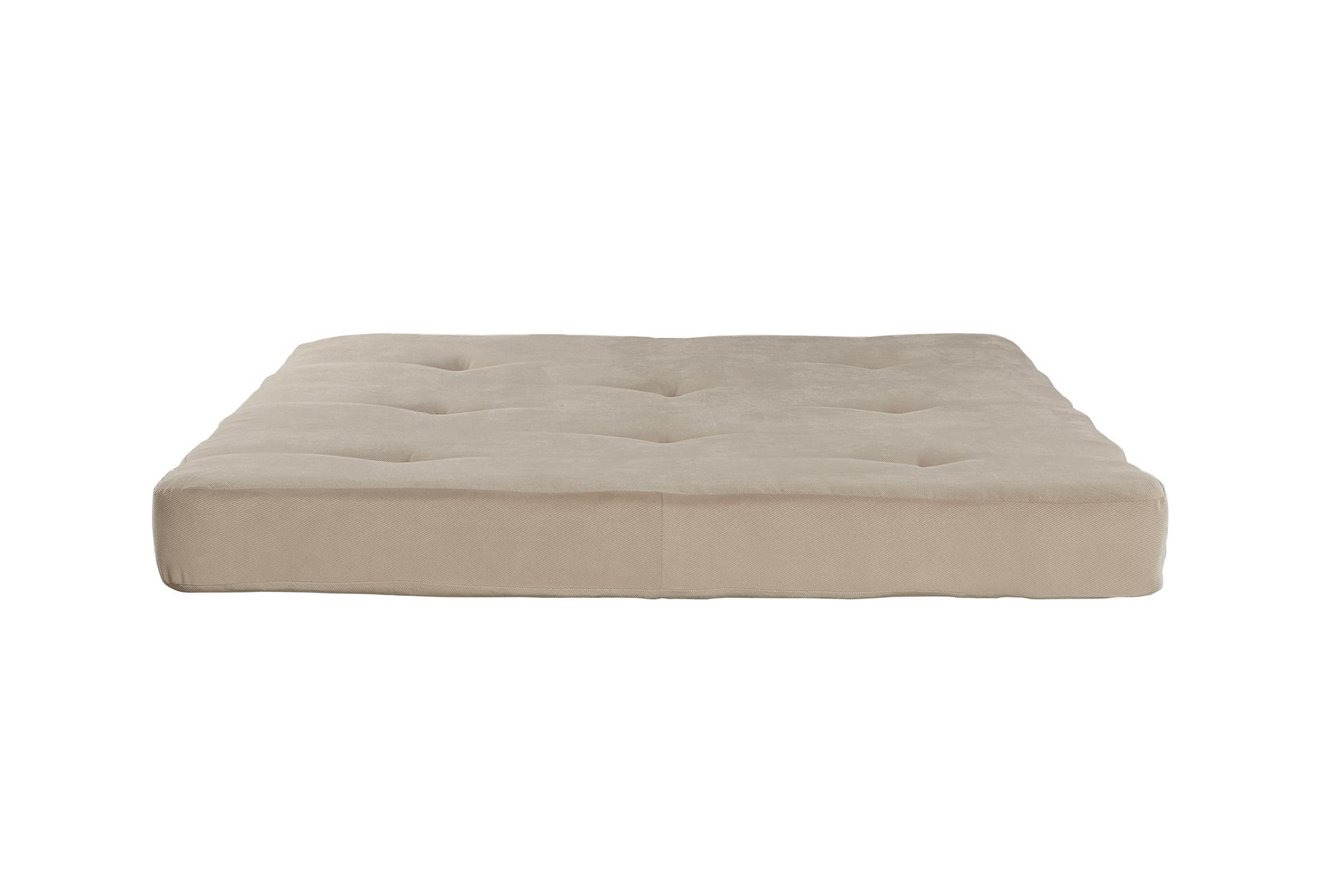 Kali 6 Inch Futon Mattress with Tufted Cover and Recycled Polyester Fill, Full, Tan Microfiber (Frame not Included) - image 1 of 16