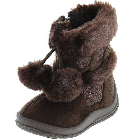 Kali Footwear Girls Zello Butterfly Glitter Pom Pom Boots