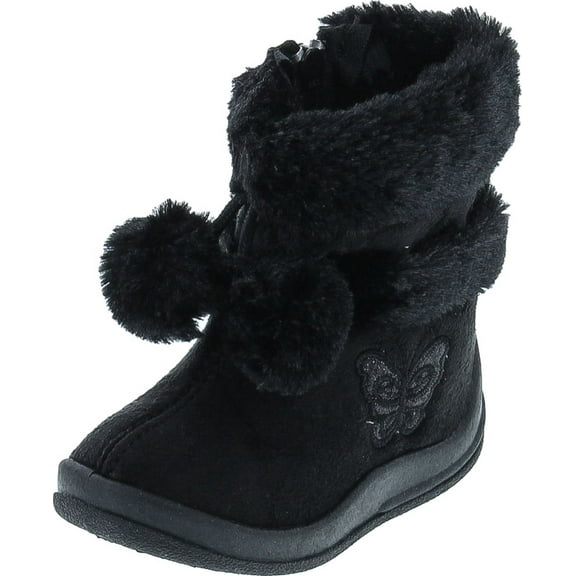 Kali Footwear Girls Zello Butterfly Glitter Pom Pom Boots