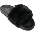 thumbnail image 1 of Kali Footwear Women's Flip Flop Faux Fur Soft Slide Flat Slipper Limit (7.5, Black), 1 of 2