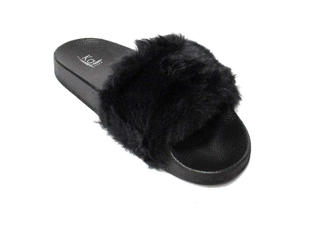 Kali Footwear Womens Flip Flop Faux Fur Soft Slide Flat Slipper Limit ...