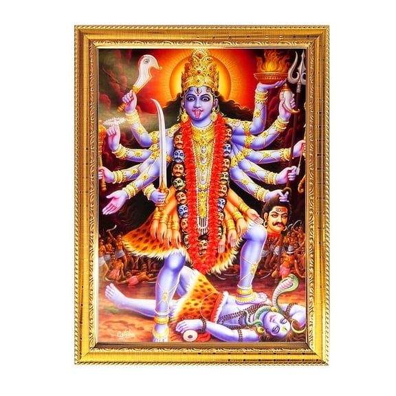 Kali Mata Goddess Photo Frame Hindu Worship Puja Temple House Warming Religious Wall Table 11.8X15.7