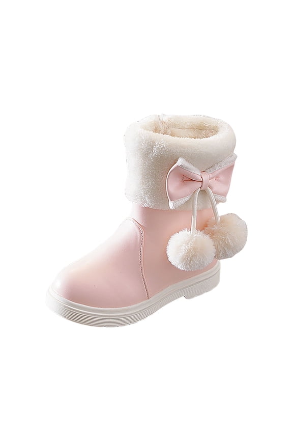 Girls Snow Boots Non Slip Warm Breathable Girls Winter Boots Toddler Winter Shoes(Red Size,1 Big Kids)