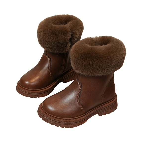 Kali_Store Girls Winter Boots Childrens Boots Non Slip Warm Snow Boots Ankle Boots(Brown Size,11 Little Child)