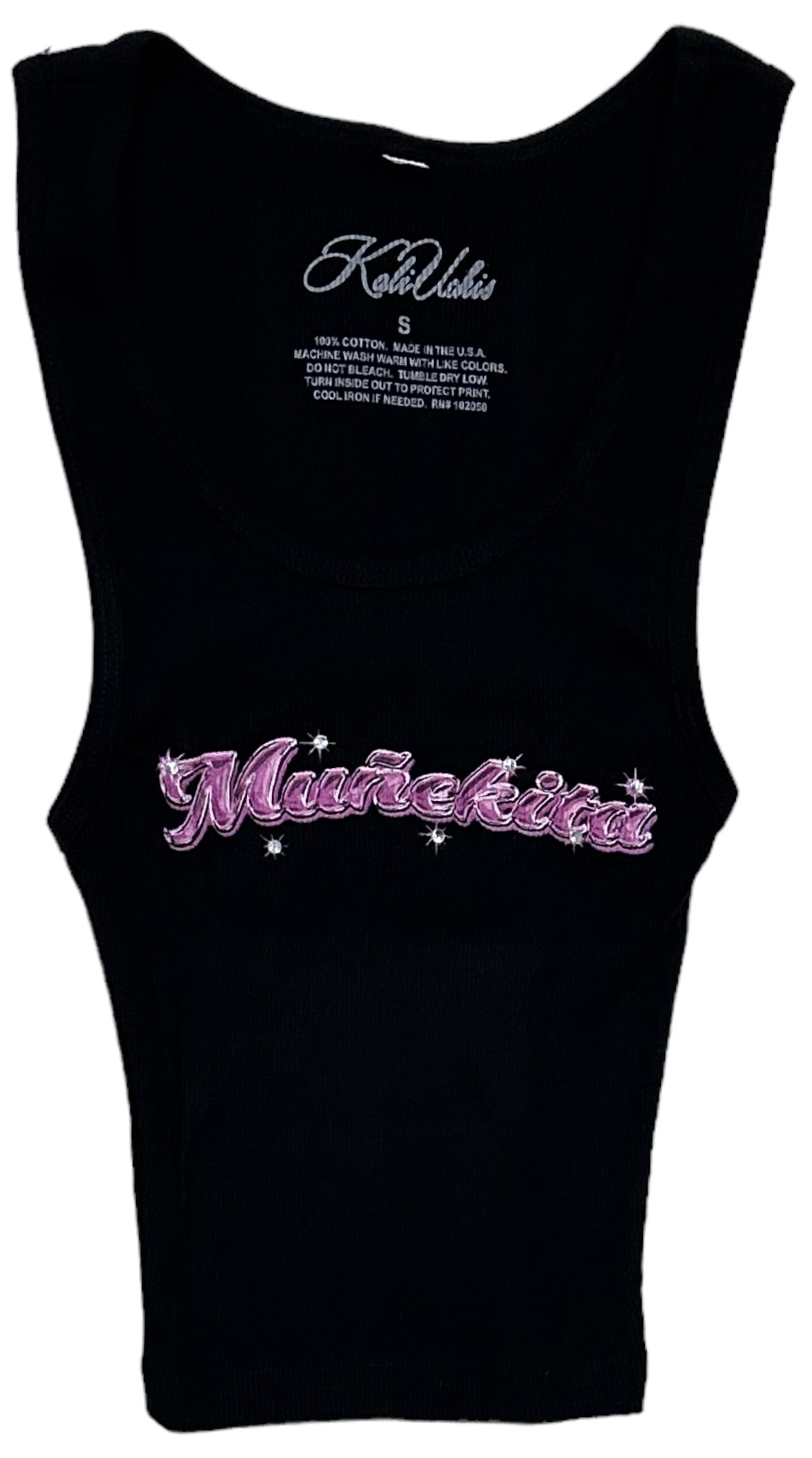 Kali Uchis Women's Official Merch Munekita Rhinestone Rib Knit Tank Top ...