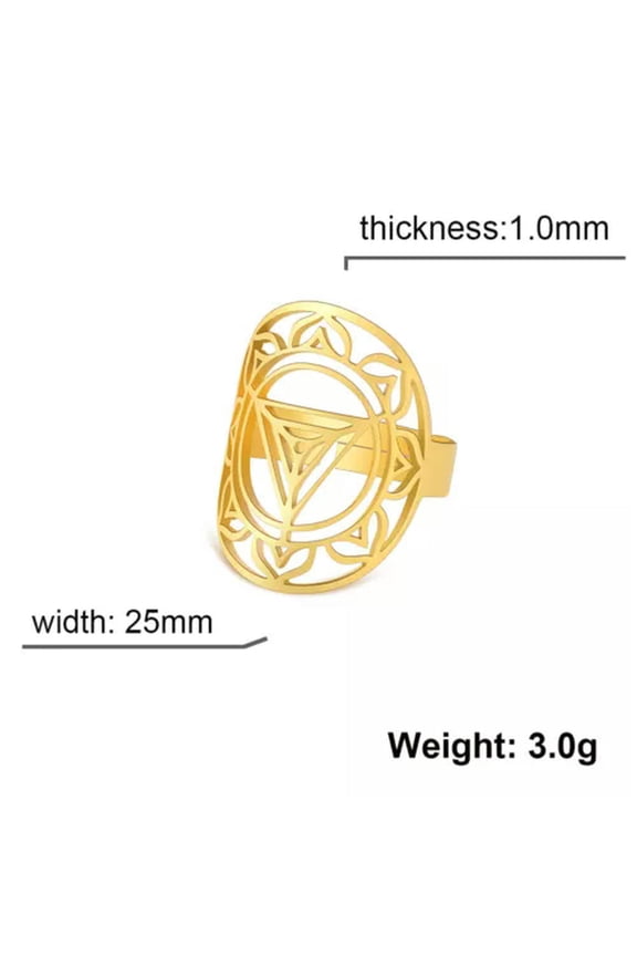 Kali Yantra Meditation Ring Stainless Steel Adjustable Yoga Hindu Lotus Jewelry