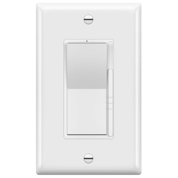 Kalide Dimmer Paddle Light Switch, LED Slide Dimmer Switch, Full Range Dimming, Single Pole/3-Way, Dimmable 300W LED/CFL Lights, Neutral Wire Not Required, Wall Plate Included, White,1 Pack
