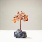 Kalifano K913F-CR 4 in. Carnelian Natural Gemstone Tree of Life with Fluorite Base