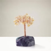 Kalifano K913F-CT 4 in. Citrine Natural Gemstone Tree of Life with Fluorite Base