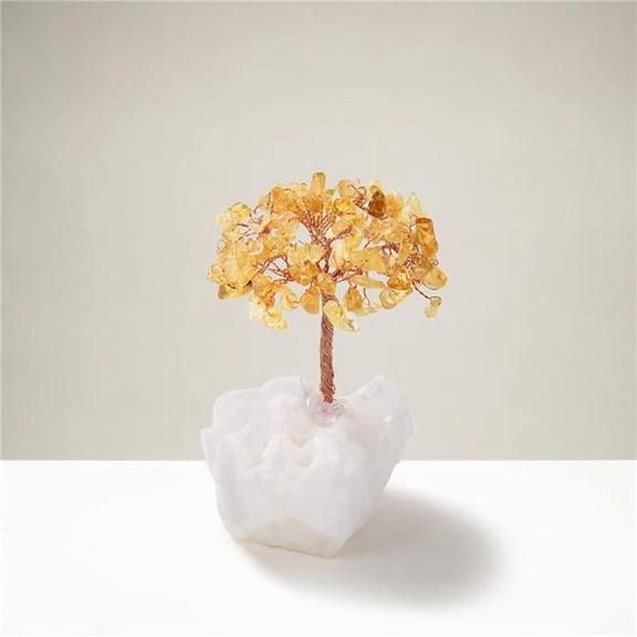 Kalifano K922Q-CT Citrine Natural Gemstone Tree of Life with Quartz Base
