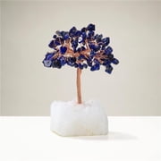 Kalifano K922Q-LP Lapis Natural Gemstone Tree of Life with Quartz Base
