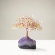 Kalifano K946-CT 5 in. Citrine Natural Gemstone Tree of Life with Amethyst Geode Base