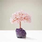 Kalifano K946-RQ 5 in. Rose Quartz Natural Gemstone Tree of Life with Amethyst Geode Base
