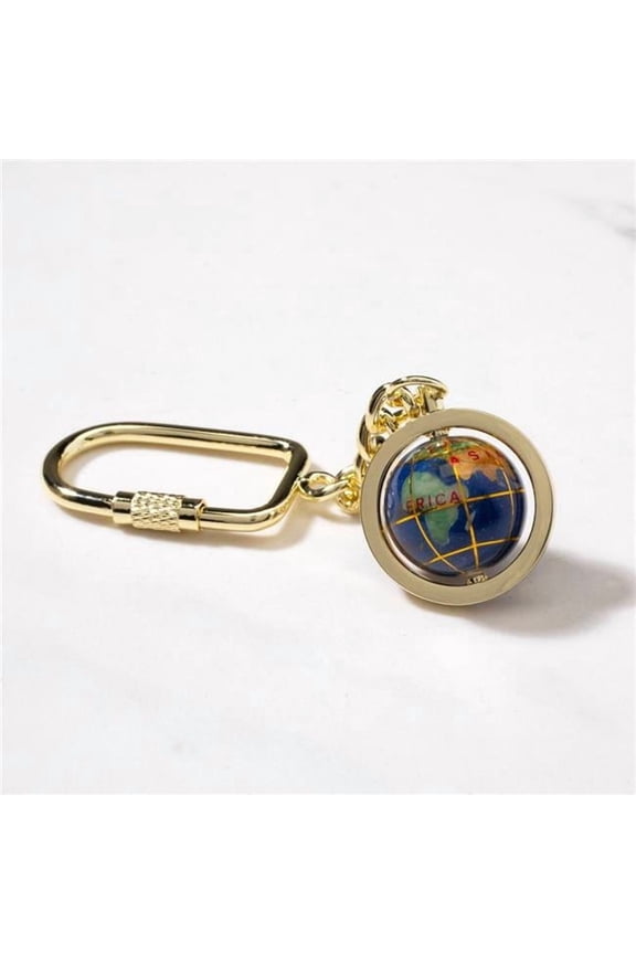 LKCG-LP 4.5 in. Gemstone Globe with Lapis Ocean Showcased on a Gold Colored Keychain