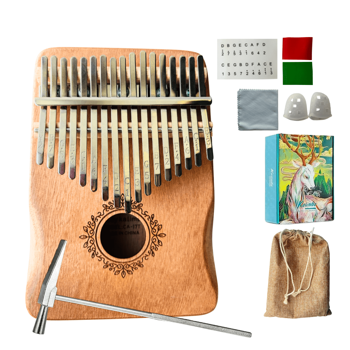 17 Key Kalimba Thumb Piano - Acrylic Portable Mbira With Tuning Hammer For Beginners & Kids