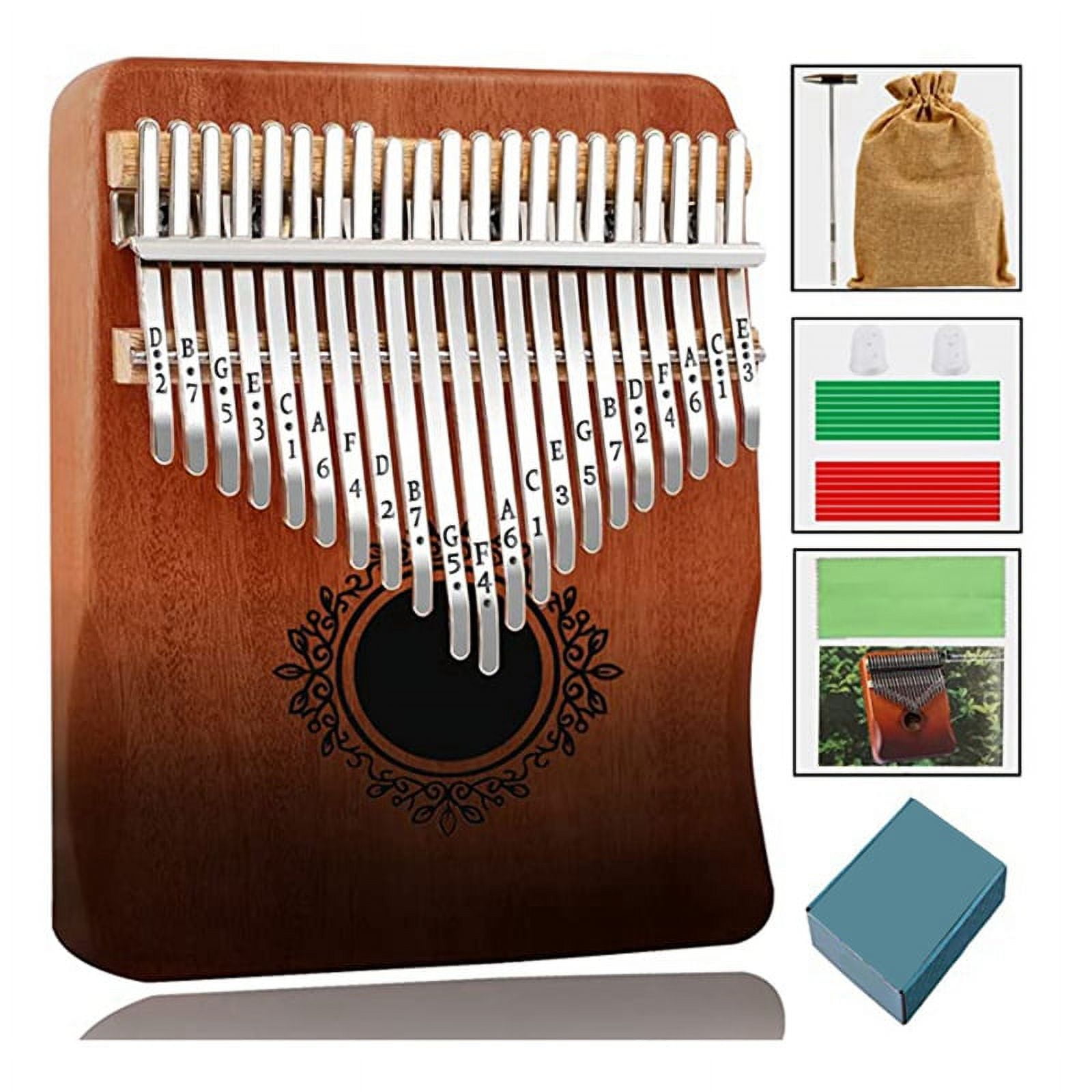 Kalimba Thumb Piano 21 Keys, Portable Kalimba Thumb Piano, Thumb Piano for Adults, Kids and Beginners solid wood + ore metal Brown