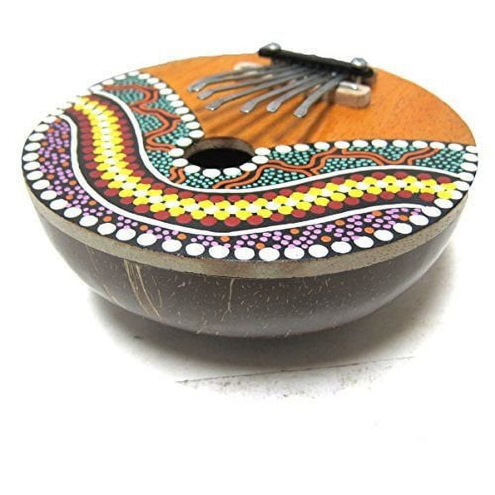Kalimba Thumb Piano - 7 keys - Tunable - Coconut Shell - Painted, by World Percussion USA (TM)
