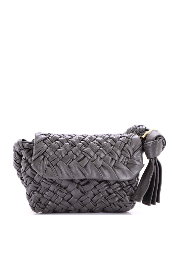 Kalimero Citta Shoulder Bag Intrecciato Plisse Leather By Rebag
