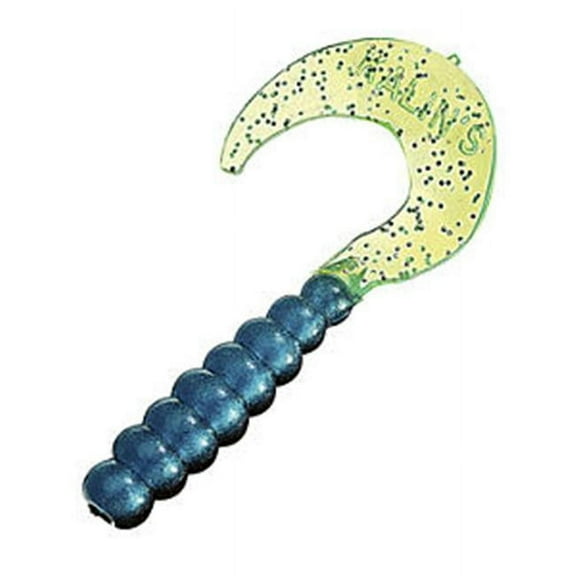 Kalin's Fishing Kalin 2in Triple Threat Grub, 50 Pack, Black/Blue/Chartreuse, 2T