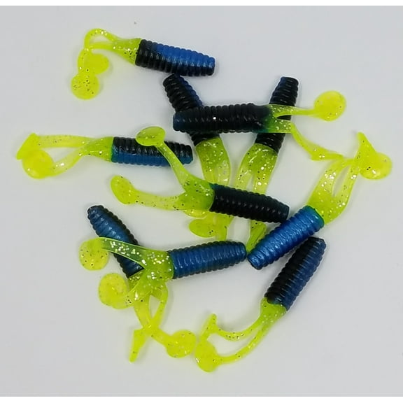 Kalin's Freshwater 1 3/4" Triple Threat Soft Plastics Crappie Grub, Blk Blue, 10ct, Lake