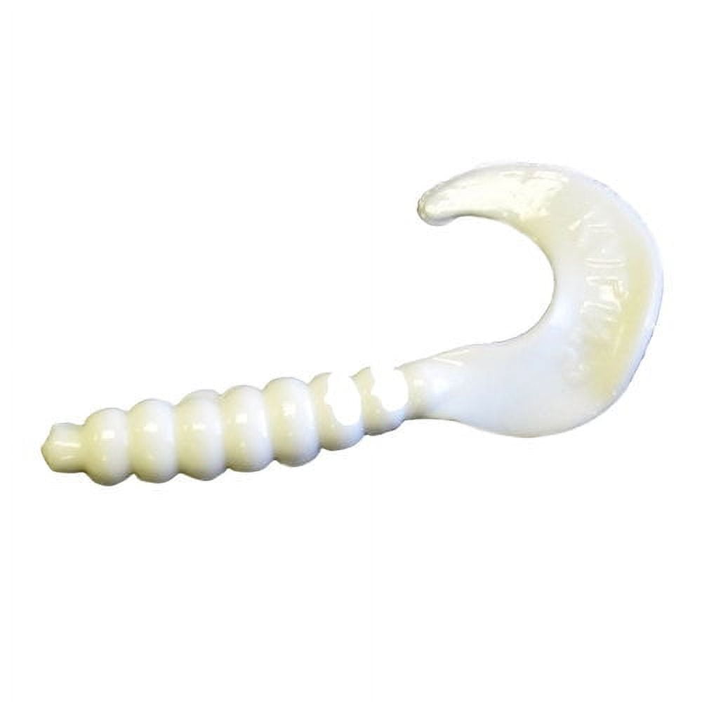 Kalin's Freshwater 2 in. Lunker Soft Plastics Fishing Lure Grub, White, Lakes River, 10pk