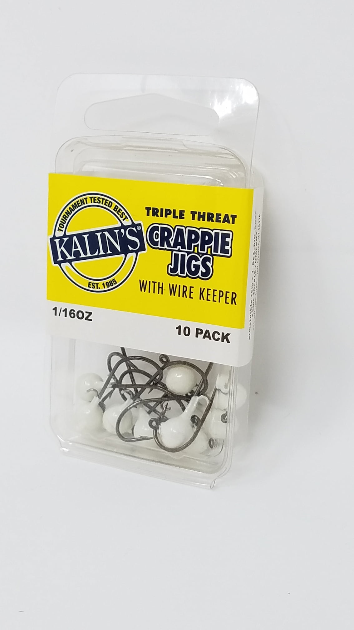 Kalin's Freshwater Triple Threat Soft Plastics Fishing Jig, White, 1/16  oz., 10ct, Lake