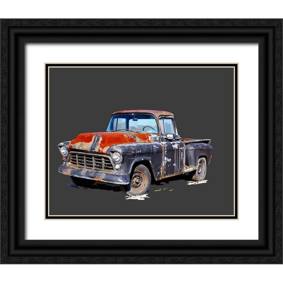 Kalina, Emily 14x12 Black Ornate Wood Framed with Double Matting Museum Art Print Titled - Vintage Truck IV