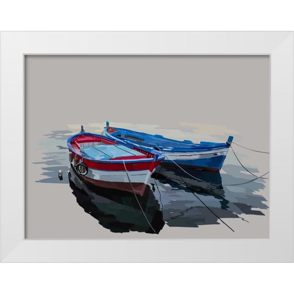 Kalina, Emily 14x12 White Modern Wood Framed Museum Art Print Titled - Bold Boats II