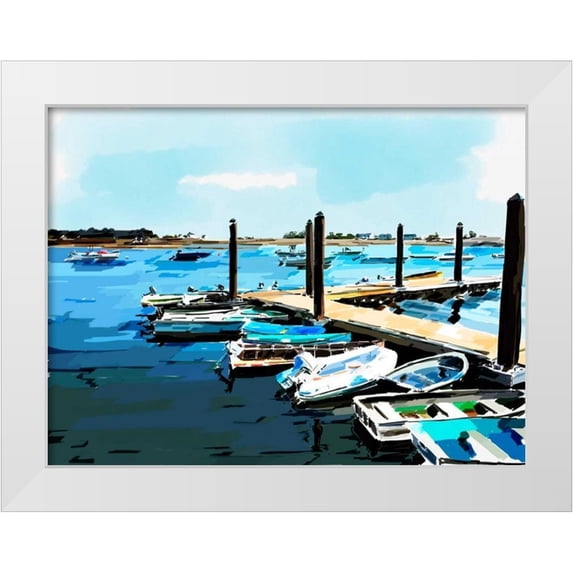 Kalina, Emily 14x12 White Modern Wood Framed Museum Art Print Titled - Bold Boats V