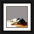 thumbnail image 1 of Kalina, Emily 20x20 Black Ornate Wood Framed with Double Matting Museum Art Print Titled - Sunning Kitties IV, 1 of 4