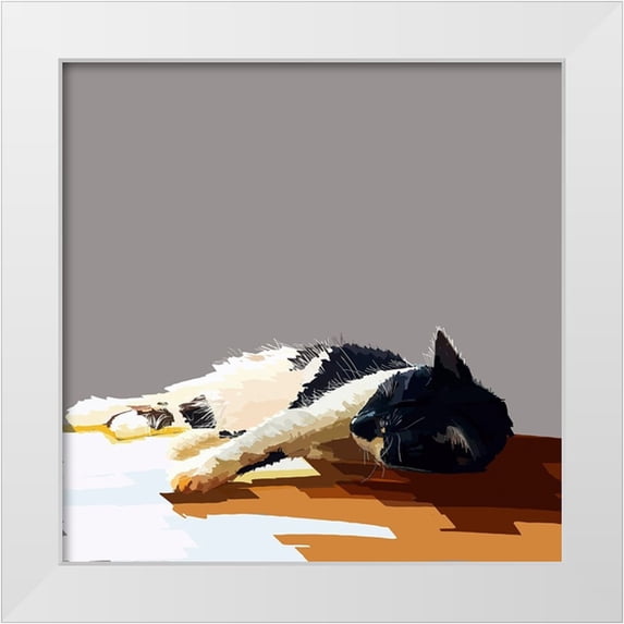 Kalina, Emily 26x26 White Modern Wood Framed Museum Art Print Titled - Sunning Kitties IV