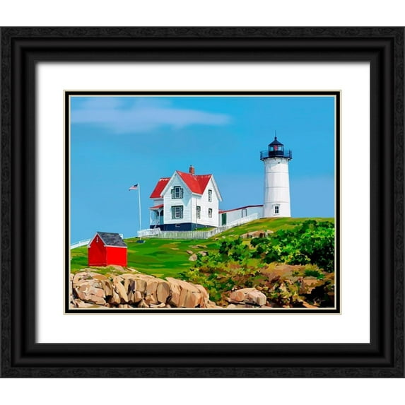Kalina, Emily 32x26 Black Ornate Wood Framed with Double Matting Museum Art Print Titled - Nubble House I