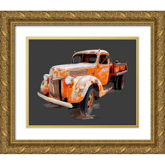 Kalina, Emily 32x26 Gold Ornate Wood Framed with Double Matting Museum Art Print Titled - Vintage Truck V